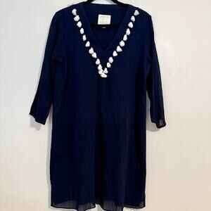 Sail to Sable Women's Dress Medium Tunic Mini Coastal Resort Blue Cover Up